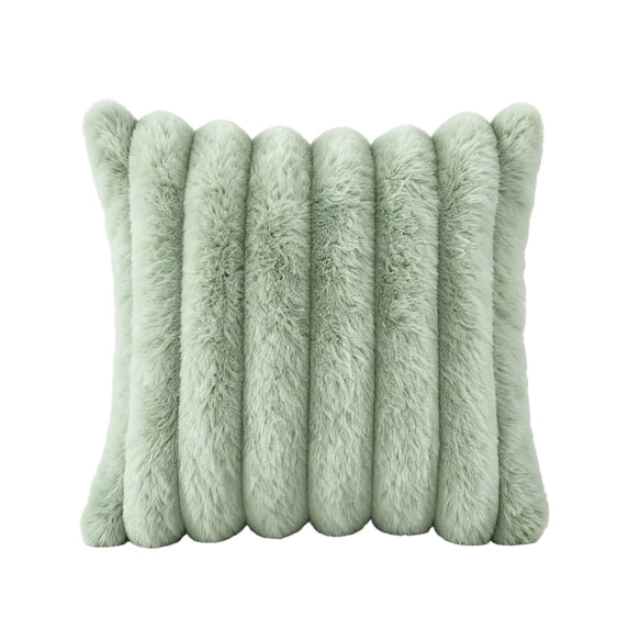 Ribbed Throw Pillow, Rounded Square Cushion with Raised Channel Texture for Home and Seasonal Display, Sage Green