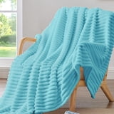 Ribbed Twin Blanket for Couch & Bed, Sky Blue, 60