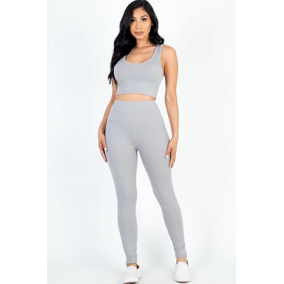 Ribbed Two-Piece Crop Top and Leggings Ensemble