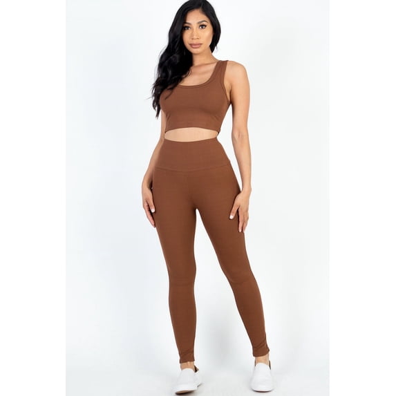 Ribbed Two-Piece Crop Top and Leggings Ensemble