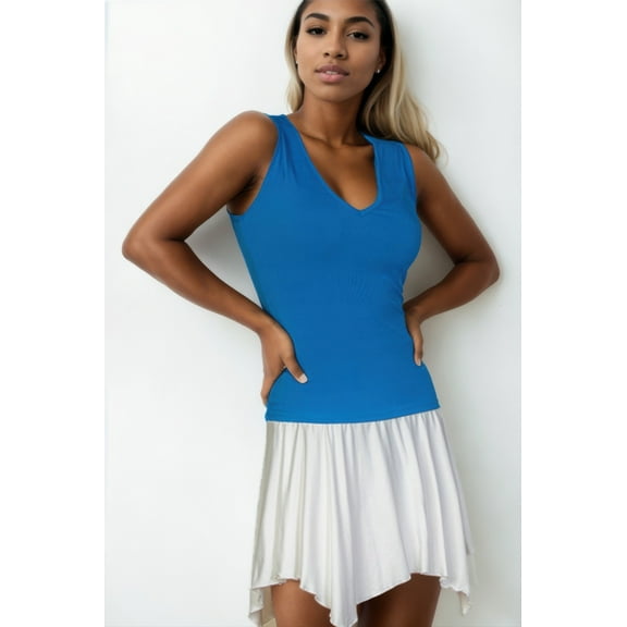 Ribbed V-neck Sleeveless Top
