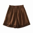 thumbnail image 1 of Ribbed Women Shorts Women’s Ruffle Home Shorts Elastic Waist Lace Shorts Summer Casual Home Sleepwear Loungewear Bottoms Coffee XL, 1 of 9