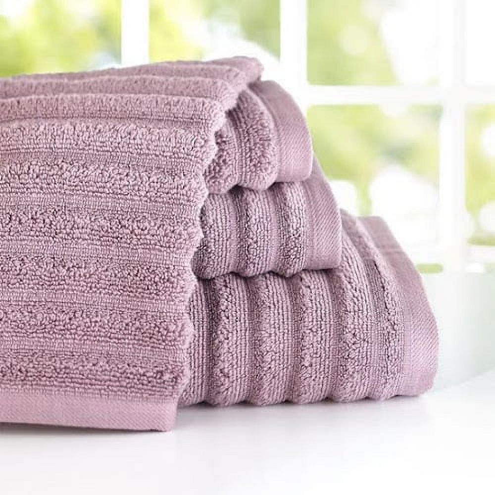 Ribbed White Bath Towels - 100% Cotton Towel Sets for Bathroom, Zero Twist,  Soft