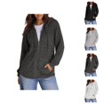 thumbnail image 1 of Ribbed Zip Up Hoodies for Women 2025 Fall Winter Long Sleeve Plain Hooded Sweatshirt with Pockets Jacket Coat, 1 of 6