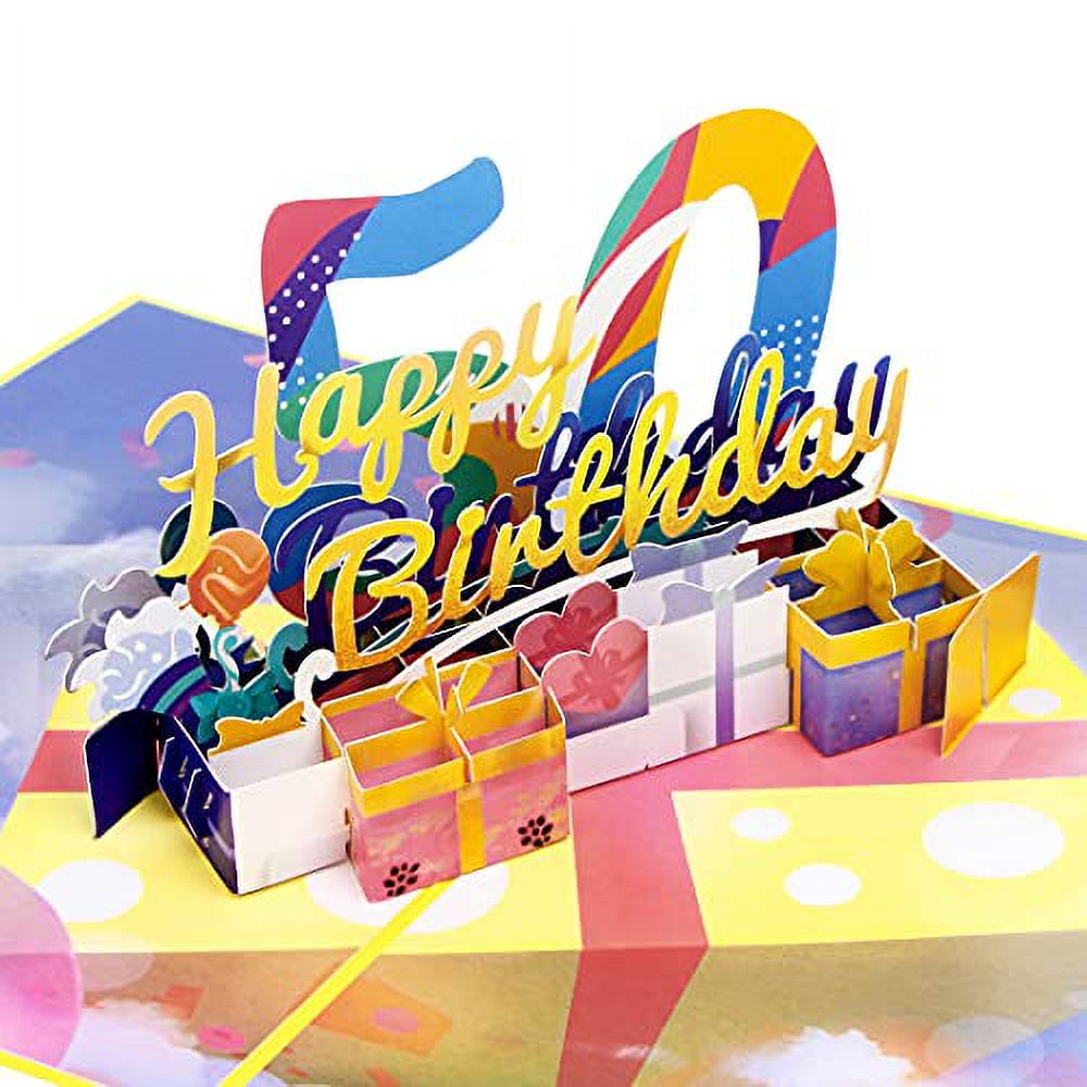 Ribbli 50th Birthday Card, Pop Up 3D Greeting Card, Funny Happy 50 ...