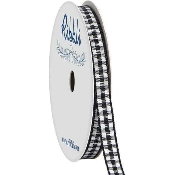 Ribbli Black and White Gingham Ribbon,100% Polyester Woven Edge ,1/4 Inch x 10 Yard ,Plaid Ribbon,Buffalo Checked Ribbon (Black 1) Black&White 1 1/4"