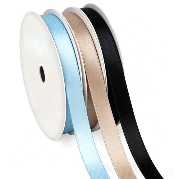 Ribbli Blue Satin Ribbon 3/8 Inch x 4 Rolls Total 40 Yards- Baby Blue/Royal Blue/Electric Blue/Navy Ribbon for Wrapping and Craft