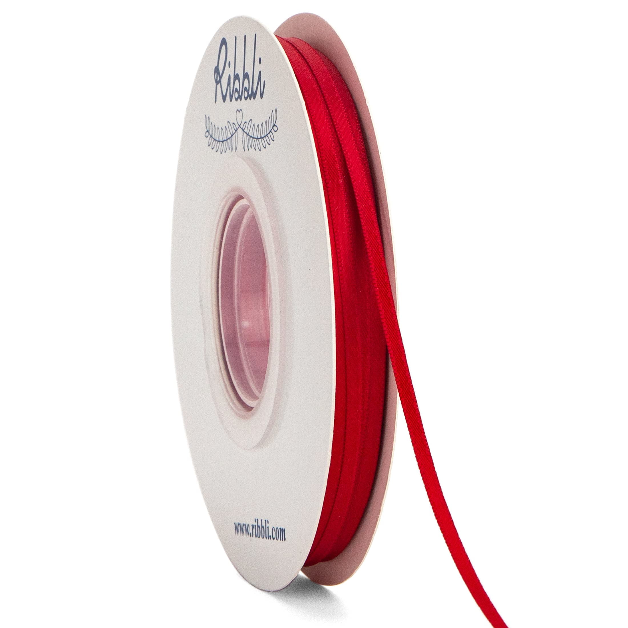 Ribbli Double Faced Red JKF25 Satin Ribbon,1/8” x Continuous 50 Yards ...