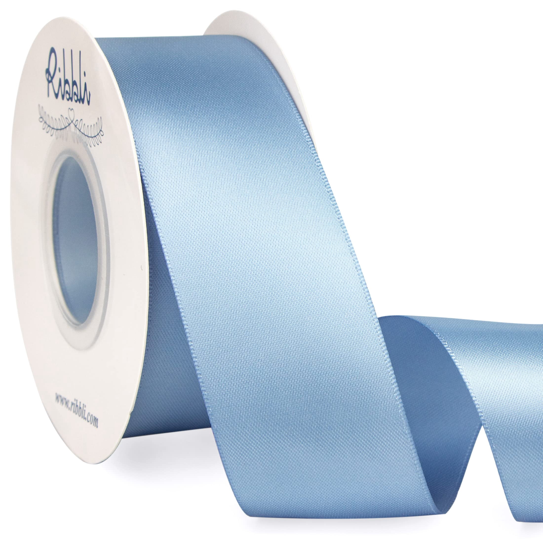 Bdf Button Ribbon Ribbli Dusty Blue Satin BDF32 Ribbon,Double Faced Satin 1-1/2 inch x ...