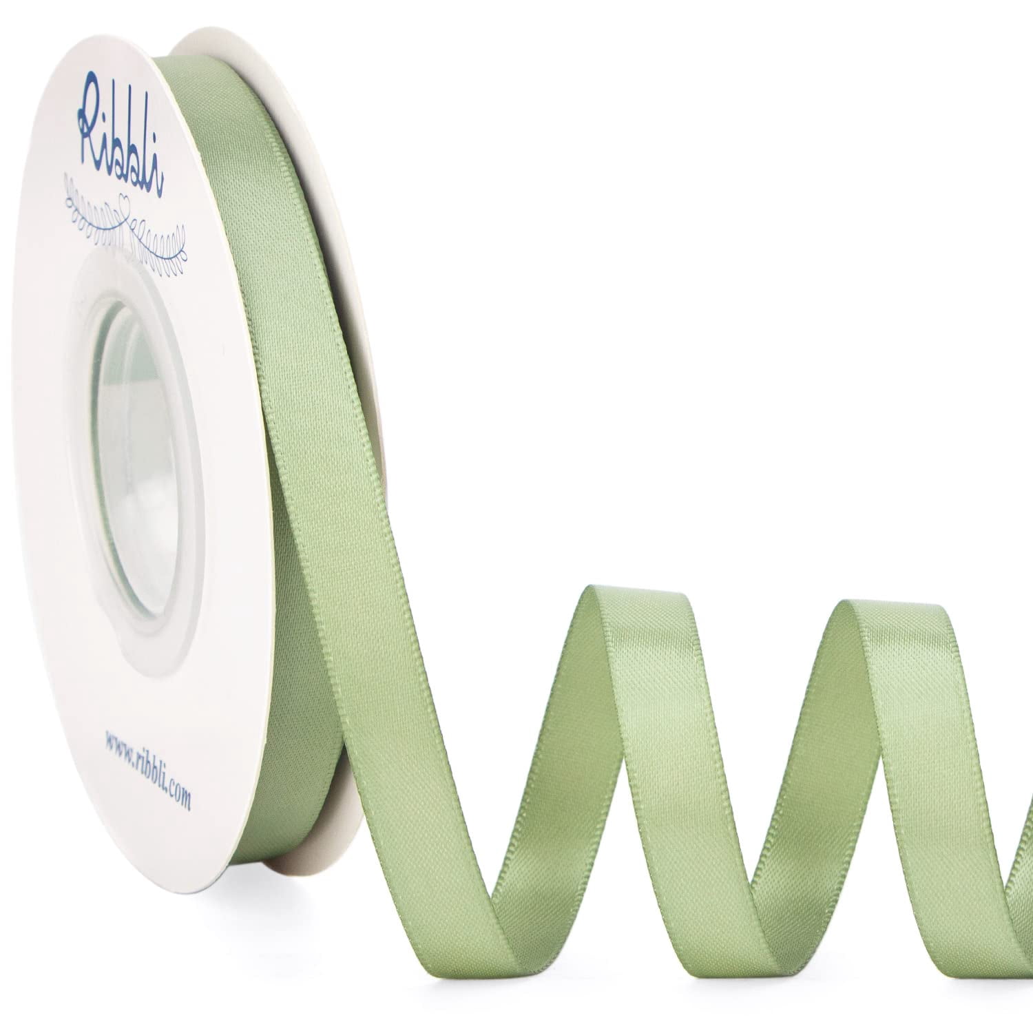 Sage Ribbon Ribbli Dusty Sage Satin Ribbon Double Faced Satin 3/8 Inch x Continuous ...