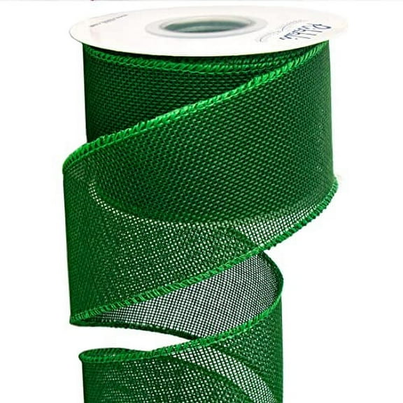Ribbli Emerald Green Burlap Wired Ribbon,2-1/2 Inch x 10 Yard, Wired Edge Ribbon for Big Bow,Wreath,Tree Decoration,Outdoor Decoration