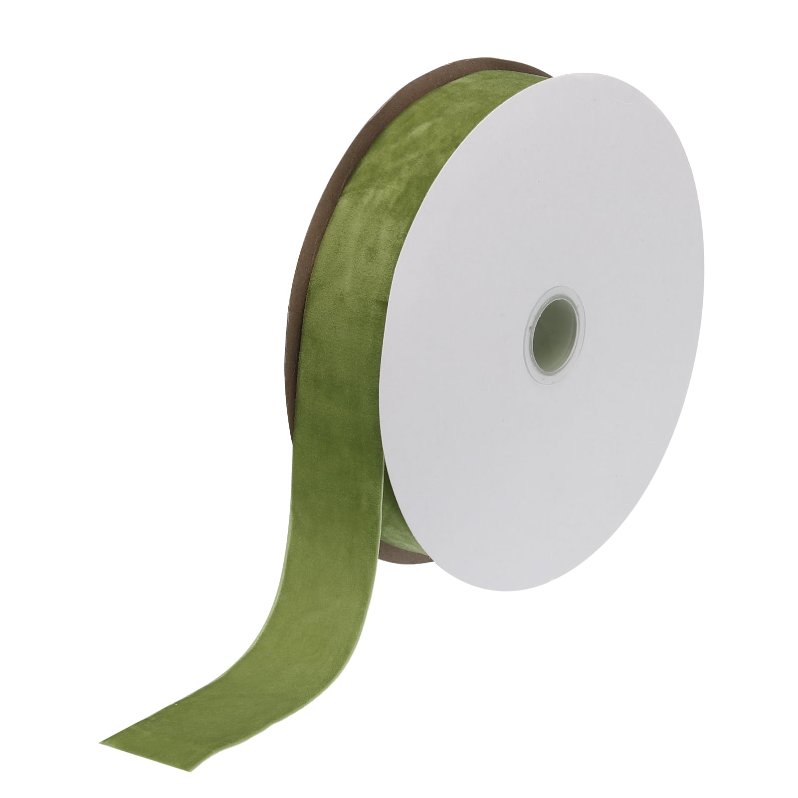 Uxcell Velvet Ribbon Single Face Spool Silky Velvet Fabric for DIY Crafts Gift Wrapping 1 1/2" x 25 Yard Olive Green