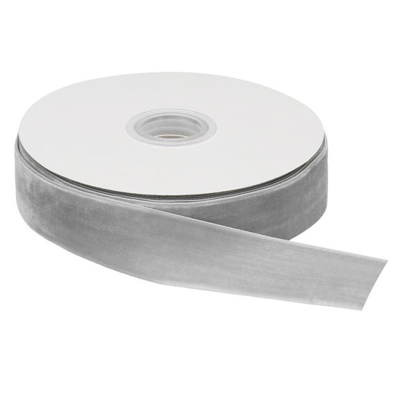 Uxcell Velvet Ribbon 1" x 10 Yard Single Face Spool Silky for DIY Crafts Gift Wrapping Bow Decoration Light Grey