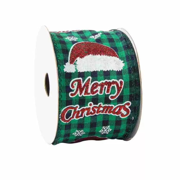 Ribbon 6.3cm Wide 10 Yards, Christmas hat Ribbon for Bouquet Favor Festival Gifts Wraps Craft Trim Embellishments Supplies Decorations