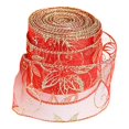 thumbnail image 1 of Ribbon 78.7"x2.5", Nylon Sheer Curling Wired Glitter Ribbon, Red/Gold, Holiday Ribbons for Crafts and Christmas Decorations, Gift Wrapping, 1 of 9