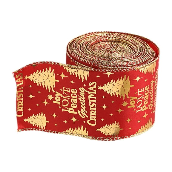 Ribbon 78.7"x2.5", Nylon Sheer Curling Wired Glitter Ribbon, Red/Gold, Holiday Ribbons for Crafts and Christmas Decorations, Gift Wrapping