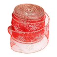 thumbnail image 1 of Ribbon 78.7"x2.5", Nylon Sheer Curling Wired Glitter Ribbon, Red/Gold, Holiday Ribbons for Crafts and Christmas Decorations, Gift Wrapping, 1 of 9