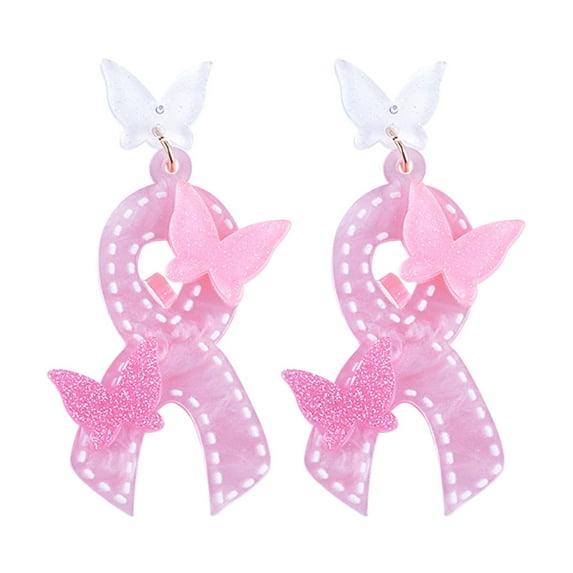 Ribbon Acrylic Earrings Cancer Awareness Edition Fashion Jewelry Lightweight Design for Women Supportive Accessory