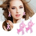 thumbnail image 1 of Ribbon Acrylic Earrings Cancer Awareness Fashion Jewelry Lightweight Dangle Drop Earrings for Women Support, 1 of 6