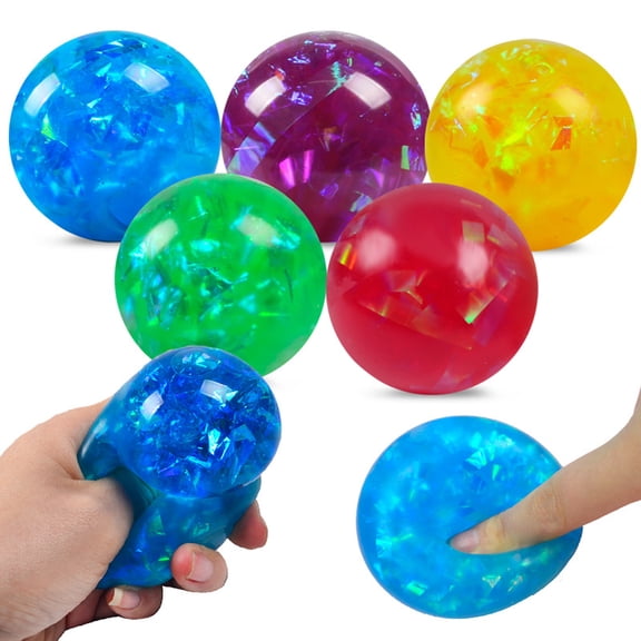 Ribbon Ball Stress Balls Squishy Toys for Adults Kids, Squishy Ribbon Ball Sensory Toys, Squeeze Squishy Ball Fidget Toys for Anxiety Relief, Slow Rise Squishy Toy for Boys Girls (1PCS Random Color)