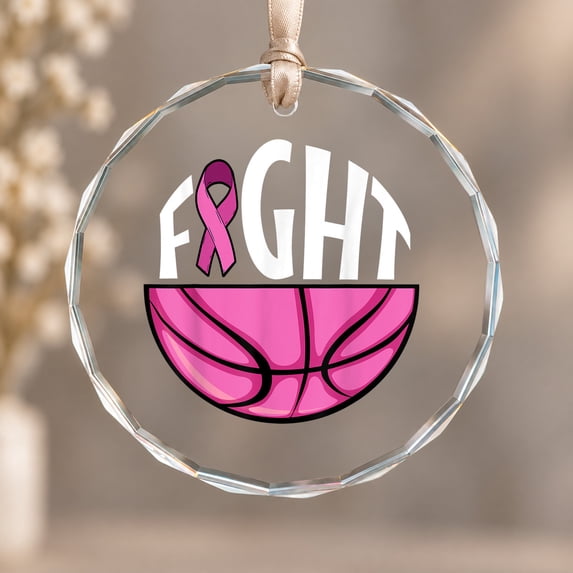 Basketball With Ribbon Ribbon Basketball Team Support Theme Ornament, Room Decor, Circle Glass ...