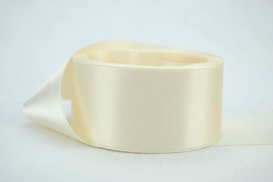 Ribbon Bazaar Double Faced Satin 1-1/2 inch Antique White 50 yards 100% Polyester Ribbon