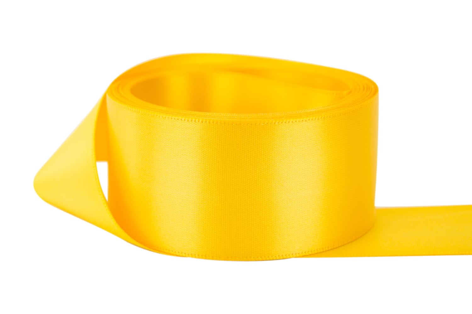 Ribbon Bazaar Double Faced Satin 1-1/2 inch Golden Yellow 50 yards 100% Polyester Ribbon