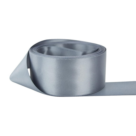 Ribbon Bazaar Double Faced Satin 1-1/2 inch Gray 50 yards 100% Polyester Ribbon