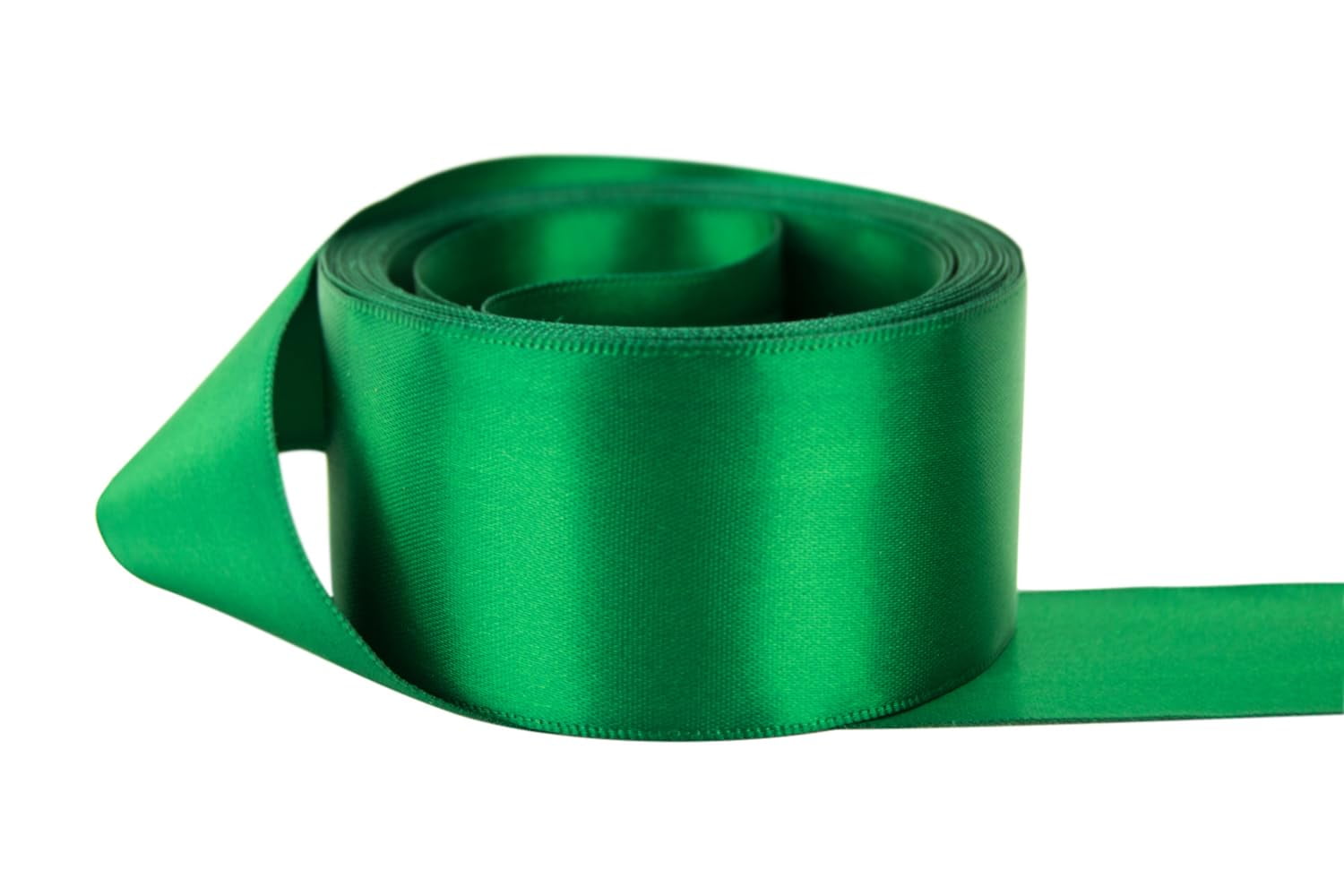 Ribbon Bazaar Double Faced Satin 1-1/2 inch Green 50 yards 100% Polyester Ribbon
