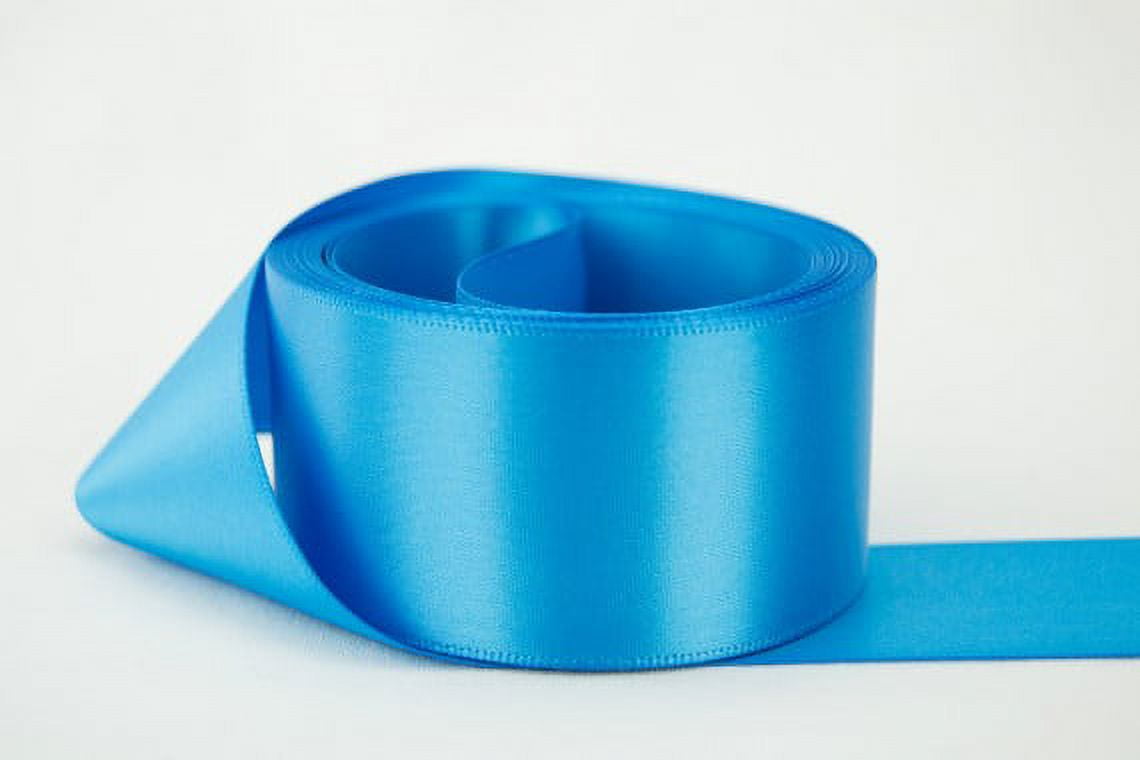 Ribbon Bazaar Double Faced Satin 1-1/2 inch Island Blue 50 yards 100% Polyester Ribbon