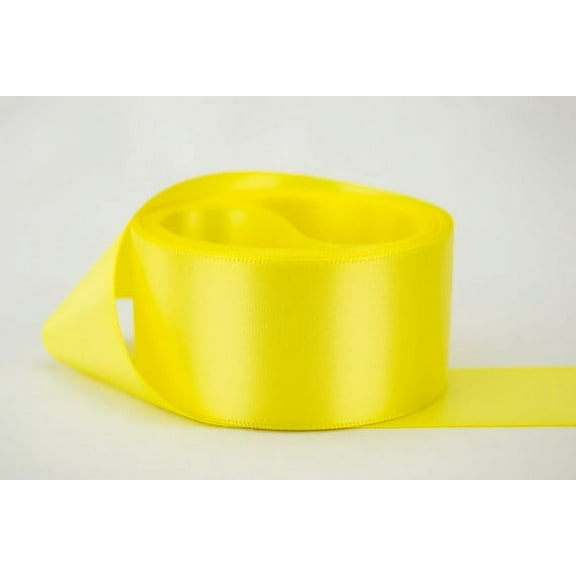 Ribbon Bazaar Double Faced Satin 1-1/2 inch Lemon Yellow 50 yards 100% Polyester Ribbon