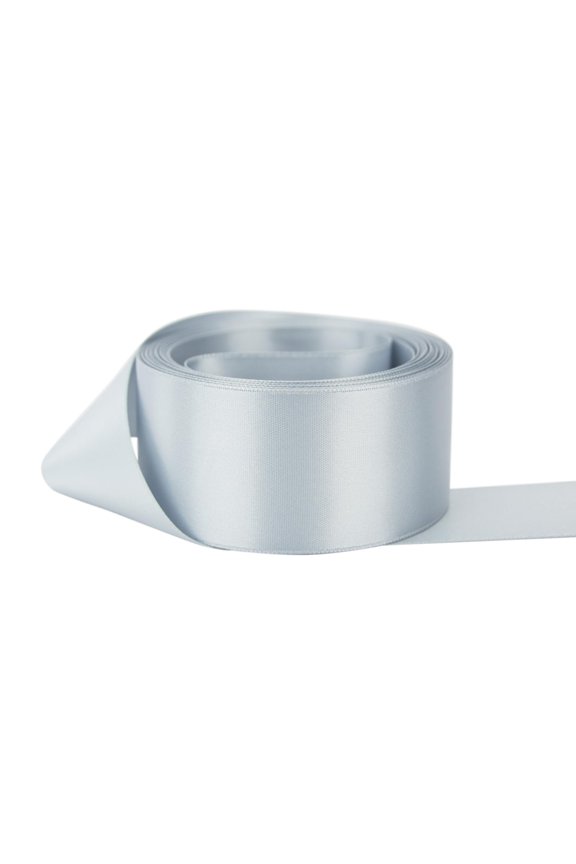 Double Faced Satin 1-1/2 inch Silver 50 yards 100% Polyester Ribbon