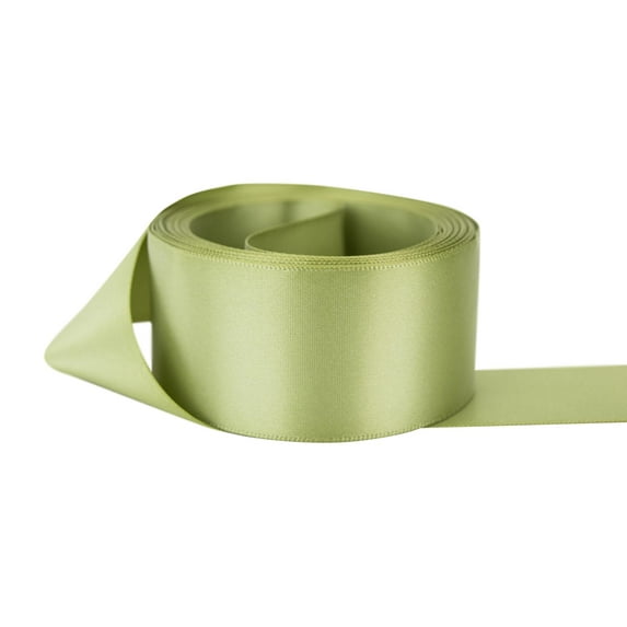 Ribbon Bazaar Double Faced Satin 1-1/2 inch Spring Moss 50 yards 100% Polyester Ribbon