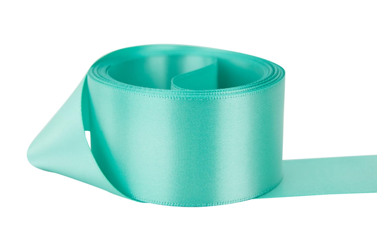 Ribbon Bazaar Double Faced Satin 1-1/2 inch Tropic Blue 50 yards 100% ...