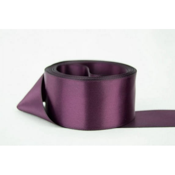 Ribbon Bazaar Double Faced Satin 1/4 inch Aubergine 50 yards 100% Polyester Ribbon