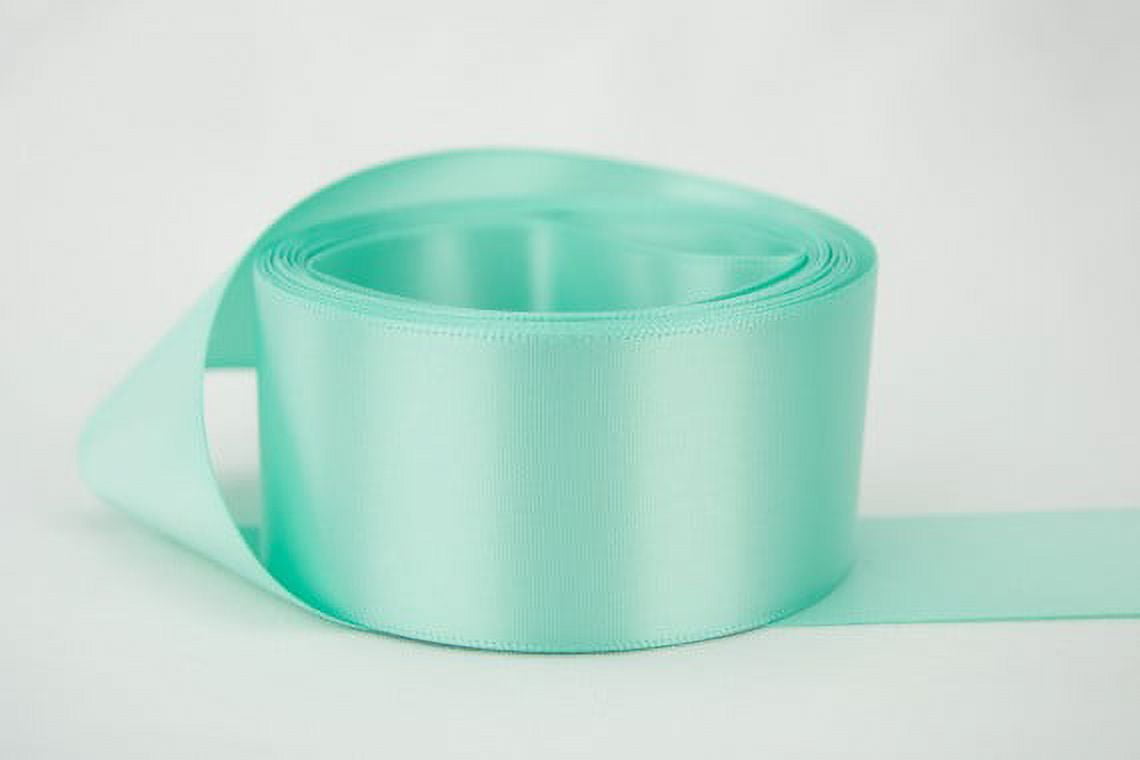 Ribbon Bazaar Double Faced Satin 2-1/4 inch Aqua Blue 25 yards 100% ...