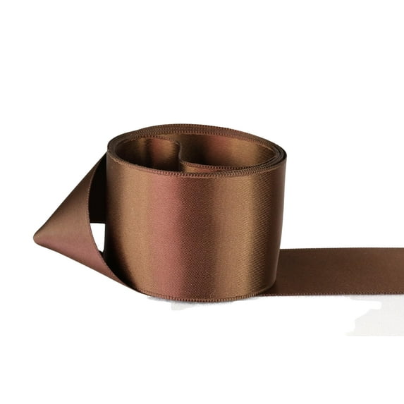 Ribbon Bazaar Double Faced Satin 2-1/4 inch Brown 25 yards 100% Polyester Ribbon