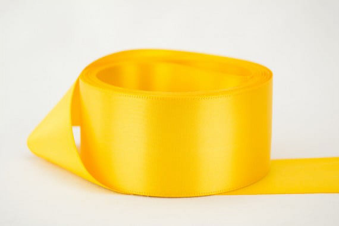 Ribbon Bazaar Double Faced Satin 2-1/4 inch Golden Yellow 25 yards 100% Polyester Ribbon