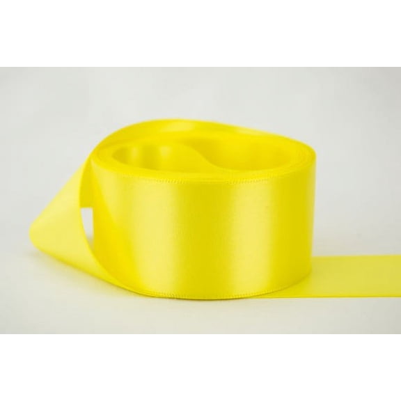 Ribbon Bazaar Double Faced Satin 2-1/4 inch Lemon Yellow 25 yards 100% Polyester Ribbon