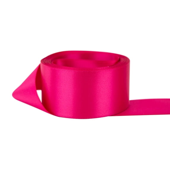 Ribbon Bazaar Double Faced Satin 2-1/4 inch Shocking Pink 25 yards 100% Polyester Ribbon