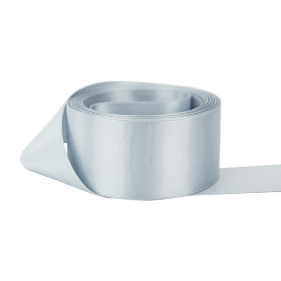 Ribbon Bazaar Double Faced Satin 2-1/4 inch Silver 25 yards 100% Polyester Ribbon