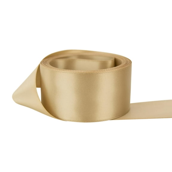 Ribbon Bazaar Double Faced Satin 2-1/4 inch Tan 25 yards 100% Polyester Ribbon