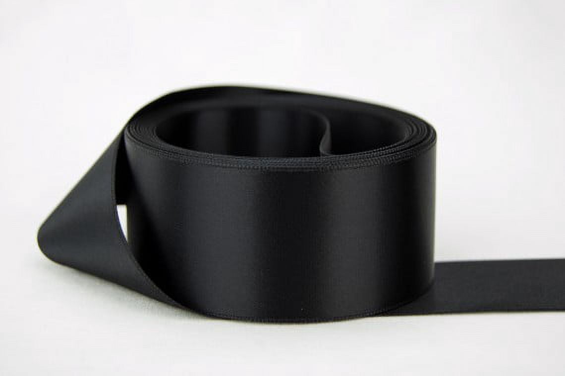 Ribbon Bazaar Double Faced Satin 3-1/2 inch Black 25 yards 100% Polyester Ribbon