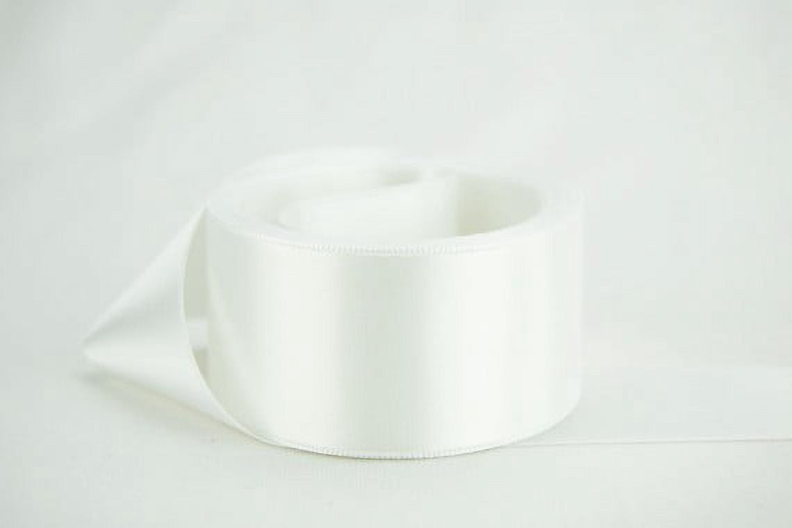 Ribbon Bazaar Double Faced Satin 3-1/2 inch Diamond White 25 yards 100% Polyester Ribbon