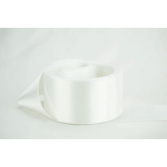 Ribbon Bazaar Double Faced Satin 3-1/2 inch Diamond White 25 yards 100% Polyester Ribbon