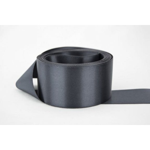 Ribbon Bazaar Double Faced Satin 3/8 inch Charcoal 50 yards 100% Polyester Ribbon