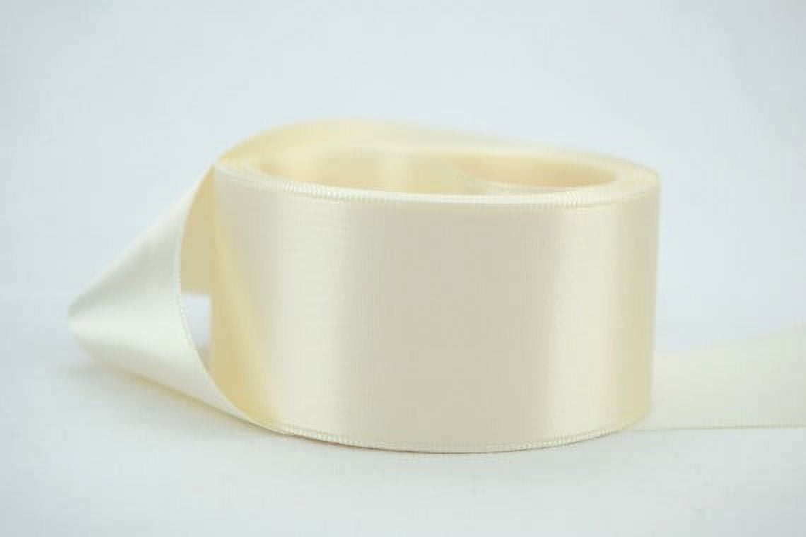 Ribbon Bazaar Double Faced Satin 3 inch Antique White 25 yards 100% Polyester Ribbon