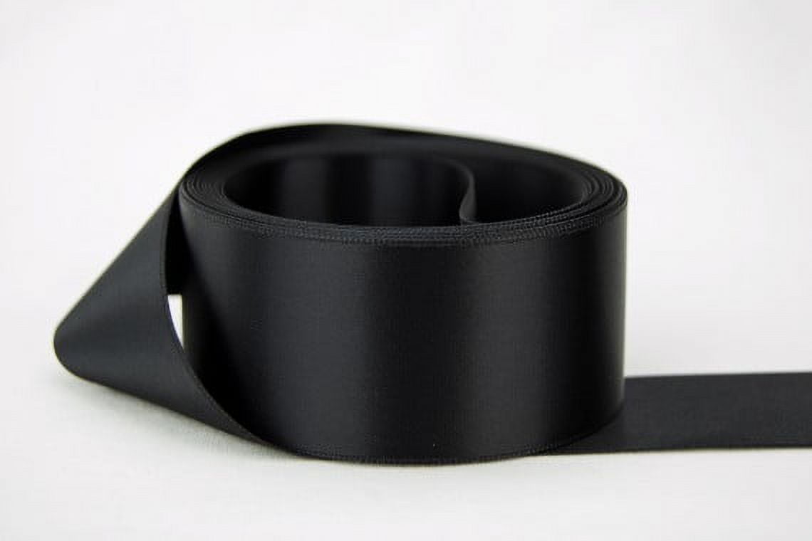 Ribbon Bazaar Double Faced Satin 3 inch Black 25 yards 100% Polyester Ribbon