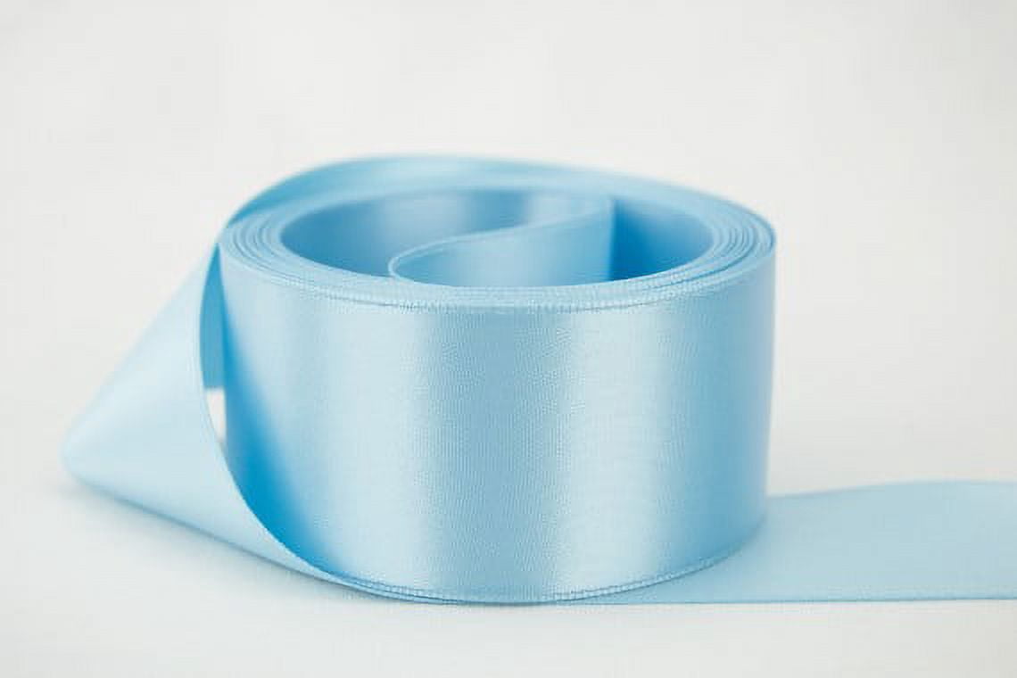 Ribbon Bazaar Double Faced Satin 3 inch Light Blue 25 yards 100% Polyester Ribbon