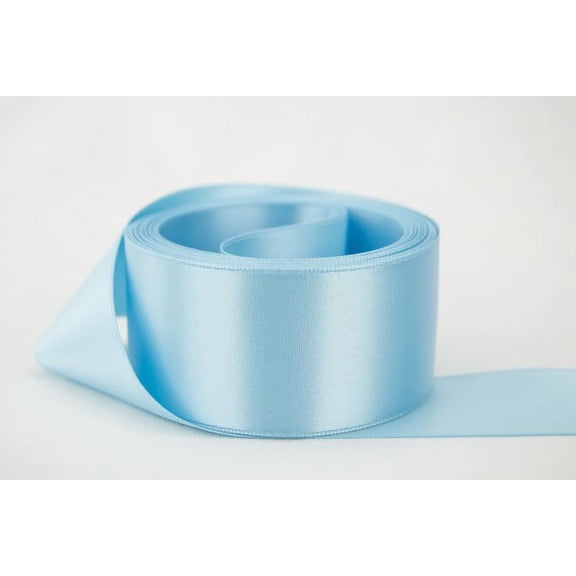 Ribbon Bazaar Double Faced Satin 3 inch Light Blue 25 yards 100% Polyester Ribbon